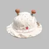 Gorro para Bebé para Primavera y Otoño, Elegante Sombrero de Pescador para Primer Mes, Estilo Invierno para Recién Nacidos, Sombrero de Cubo de Algodón Puro a Prueba de Viento, Estilo Princesa