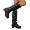Estilo de exportación transfronteriza, botas cómodas de tacón medio para otoño e invierno 2026, tallas 40-45, tacón grueso, punta redonda clásica, diseño de caña alta