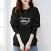 Sudadera de Manga Larga para Mujer, Holgada Retro con Hombros Ligeramente Caídos, Nueva Sudadera de Cuello Redondo Otoño e Invierno, Chaqueta Superior de Terciopelo Engrosada