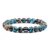 Europa y Estados Unidos transfronterizo más vendido piedra natural piedra volcánica piedra ojo de tigre pulsera de cuentas masculina imán pulsera magnética comercio exterior al por mayor