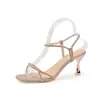 Sandalias de tacón de aguja de alta gama, elegantes, para mujer, nueva moda de verano con adornos de pedrería y diseño de una sola tira, sandalias romanas para mujer