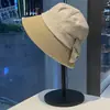 Sombrero de Pescador Patchwork de Lino para Mujer Primavera y Verano con Lazo Estilo Japonés, Elegante Estilo Diosa, Circunferencia de Cabeza Grande, Sombrero de Pescador con Protección Solar
