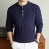 Suéter de Punto Pesado 570g Cuello Henry, Jersey Grueso de Moda, Suéter Cálido Casual para Hombre, Moderno
