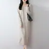 Nuevo vestido de punto para mujer de lana 100% pura para otoño e invierno, corte ajustado, suave y agradable para la piel, vestido largo