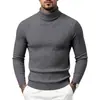 Bestseller Transfronterizo Otoño/Invierno 2026: Suéter casual relajado de manga larga para hombre, de punto trenzado de cuello alto, ajuste slim, con rayas verticales