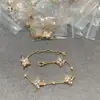 Nuevo Pulsera de Trébol de Cuatro Hojas Transfronterizo Lu's, Oro V Blanco Concha Blanca Seis Hojas, Lujo Ligero Chapado en Oro 18K Rosa CNC Diseño de Trébol de Cuatro Hojas Cinco Hojas
