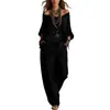 Conjunto de Verano Nuevo Casual Holgado de Lino con Mangas Tres Cuartos + Pantalones de Pierna Ancha para Mujer - Sitio Independiente de Amazon Transfronterizo Europeo y Americano