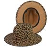 Cor sólida por dentro estampa de leopardo por fora chapéu de seis cores aba larga chapéu de jazz estilo europeu e americano comércio exterior transfronteiriço novo chapéu de feltro chapéu para atacado