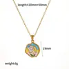 Collar Transfronterizo de Acero Inoxidable Esmaltado Chapado en Oro de 18 Quilates con Diseño de Nicho, Cadena para Clavícula Floral Estilo Pintura al Óleo, Estilo Largo, No se Desvanece