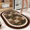 Tapete de Piso para Banheiro Absorvente de Água, Resistente a Manchas e Desgaste, Estilo Americano, Tapete para Entrada Floral de Fácil Limpeza, Tapete Antiderrapante para Porta de Entrada