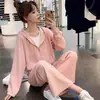 Traje Deportivo Rojo de Moda para Mujer 2026 Primavera y Otoño Estilo Coreano Estudiante Sudadera Holgada Moda Casual Estilo Universitario Conjunto de Dos Piezas