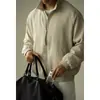 Chaqueta con Cuello Alto de Tira de Burbujas para Hombre Primavera y Otoño 2025 Nueva Americana Holgada Casual Sudadera con Cremallera Cardigan Deportivo