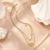 Colar Nariz de Porco Estrela Cadente, Corrente de Clavícula Versátil de Aço Titânio Dupla Camada com Design de Nicho Luxo Leve da Moda, Pulseira Mais Vendida