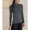 Nova Camisa Básica Outono e Inverno para Mulheres, Esboço Colorido, Pequena Camiseta de Lã de Gola Alta, Blusa Casual Slim de Manga Longa para Usar em Camadas