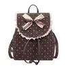 Mochila Nueva para Mujer Otoño/Invierno 2026 con Adorno de Encaje Estilo Chica Dulce Coreano Lunares Casual Retro Elegante Mochila Pequeña