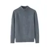Cárdigan de Lana para Hombre Cuello Redondo Medio Alto Cremallera Tejido Grueso Suéter Casual de Negocios Holgado Abrigo de Lana Superior