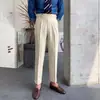 Novedad 2024 Pantalones Rectos de Cintura Alta Estilo Británico Nápoles Hechos en Casa para Hombre Pantalones Casuales de Moda de Otoño