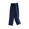 Pantalones de Uniforme Escolar Rayados Reflectantes para Niños y Niñas, Dos Rayas, Gris Azulado, Rayas Reflectantes Gris Rojizo, Pantalones Deportivos Rectos de Corte Holgado para Estudiantes de Secundaria y Preparatoria