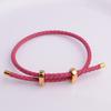 Pulsera de pareja con cuentas de la suerte, cuerda de cuero impermeable ajustable de 3 mm, pulsera de oro duro 3D, pulsera luantong