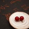 Estilo Nacional Vestido Tang Cheongsam Rojo Botón Botón Colgante Rojo Pendientes Hechos a Mano DIY Accesorios de Joyería para Orejas
