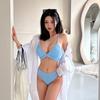Fabricantes de origen nuevo traje de baño para mujer bikini de triángulo dividido pecho pequeño fruncido sexy ins de tres puntos cálido