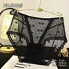Ropa Interior Femenina de Encaje Rojo Grande Sexy Negra Sin Costuras de Cintura Media Algodón Puro en la Entrepierna Transpirable Ropa Interior Roja del Año del Zodiaco para Mujeres