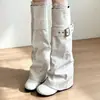 2026 Nuevo Modelo Eje Desmontable Doble Uso Botas Largas Vintage para Mujer por Encima de la Rodilla Pierna Ancha Pierna Gruesa