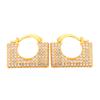 Aretes de Hebilla para Oreja de Bolsa Cuadrada de Diamantes Completos con Fragancia de Estilo Europeo y Americano para Mujer, Aretes Simples de Banquete Elegantes de Alta Lujo a la Moda Ins