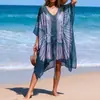 Ropa Europea y Americana de Protección Solar para la Playa Suéter de Punto Holgado Estampado con Alas de Ángel Cubre Bikini Cárdigan de Playa