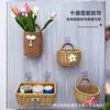 Cesta de Armazenamento Tecida de Rattan Sintético Prateleira de Armazenamento Decoração de Cozinha Banheiro Cesta de Parede para Flores Armazenamento Cesta de Lavar Cesta de Parede para Gengibre e Alho