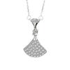 S925 Sterling Silver Fan-shaped Full Diamond Zircon Skirt Colar Luz Luxo Fan Pingente Clavícula Cadeia Internet Celebrity Wear Temperamento
