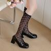 Calcetines finos apilables de primavera y verano para mujer, japoneses de malla hueca de encaje Lolita, lindos calcetines de encaje con agujeros de media caña