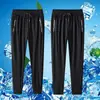 Pantalones de seda de hielo de verano ultradelgados, de alta calidad y fluidos, pantalones largos elásticos, un imprescindible para hombres en verano, ligeros, de secado rápido, transpirables y disponibles en tallas grandes