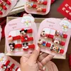 Novos Grampos de Cabelo de Algodão Vermelho de Segurança para Bebês Meninas, Design Fofo de Desenho Animado, Conjunto de 5 Grampos de Cabelo