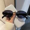 Óculos de Sol Femininos Redondos de Armação Europeia e Americana, Óculos Femininos de Moda de Alta Qualidade, Óculos de Sol Fotocromáticos Anti-UV para Dirigir, Decoração da Moda