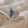Anillo abierto de mariposa electrochapado de alta calidad para mujer, estilo nicho, ligero, de lujo, de alta calidad, estilo frío, anillo de diamantes, joyería de mano.