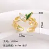 Anel Folha de Zircônia Bambu Pérola de Luxo Leve Suporte Vazio Moda Abertura Ajustável Anel Feminino Acessórios de Joias DIY