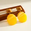 Pendientes Geométricos Ovalados de Resina Dopamina Transfronterizos Europeos y Americanos, Pendientes de Lujo Ligero de Gama Alta, Pendientes de Moda de Nicho para Mujer