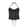 Corset de Cetim Sexy Estilo Americano com Cadarço, Top Elegante Slim-Fit para Mulheres