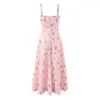 Vestido Romántico Largo con Tirantes Finos y Ribete de Encaje, Estilo Europeo y Americano Suave, Inspiración Francesa, con el Mismo Estampado que la Marca Z Modelo Eza
