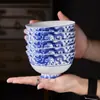 Tigela de Arroz e Prato de Cerâmica Dragão Azul e Branco Item Único Jingdezhen Cor Sob Esmalte Porcelana Branca Alta de Alta Temperatura Conjunto de Tigela e Prato de Cerâmica Doméstico