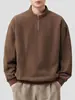 Sudadera Pesada de Felpa de Algodón Europeo Anyang para Hombre 385G Nuevo Estilo Otoño/Invierno 2026 Cálida con Media Cremallera y Cuello Alto Manga Larga
