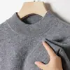 Suéter masculino atacado transfronteiriço suéter espesso outono e inverno novo estilo gola alta média cor sólida manga longa camisa base de tricô