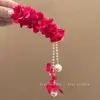 Grampo de Cabelo Flor Roxa Delicada, Super Fada Elegante, Adorno de Cabeça com Franja de Pérolas, Presilha Grande Tipo Bico de Pato, Grampo para Prender Metade do Cabelo na Nuca