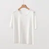Camiseta de Linho e Liocel Fina de Verão com Estampa de Gotas para Mulheres, Top Soltinho Respirável de Algodão e Linho, Camiseta Casual Emagrecedora para Mulheres