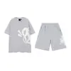 Transfronterizo Daifa SynaWord Calle Principal Hip Hop Estampado en Espuma Manga Corta Pantalones Cortos Traje Casual Hombre Hip Hop Americano Camiseta