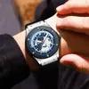 Reloj de Moda para Hombre Dawn Rivet Map con Calendario, Correa de Silicona Luminosa, Transmisión en Vivo Fabricante Transfronterizo Reloj de Cuarzo Moderno