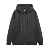 Sudadera de Alto Nivel para Hombre Estilo Hong Kong con Cremallera, Color Sólido, Corte Regular, Manga Corta, Sudadera con Capucha y Cordón, Tacto Premium