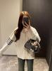 Cárdigan de Punto de Lana a Rayas de Cuatro Barras Ropa para Mujer Old Qian Feng Suéter con Capucha Holgado Abrigo para Mujer Otoño e Invierno