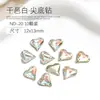 Rhinestones para arte de uñas con forma de corazón de espalda puntiaguda, rhinestones con forma de corazón torcido, rhinestones de color coñac y blanco, rhinestones transparentes con forma de corazón y cuadrados para decoración de uñas, 10 piezas